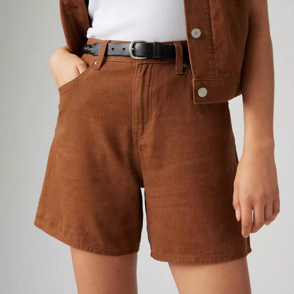 Levi's Premium High Rise Baggy Linen Blend Lightweight Women's Shorts | Size 29 - Picture 1 of 11
